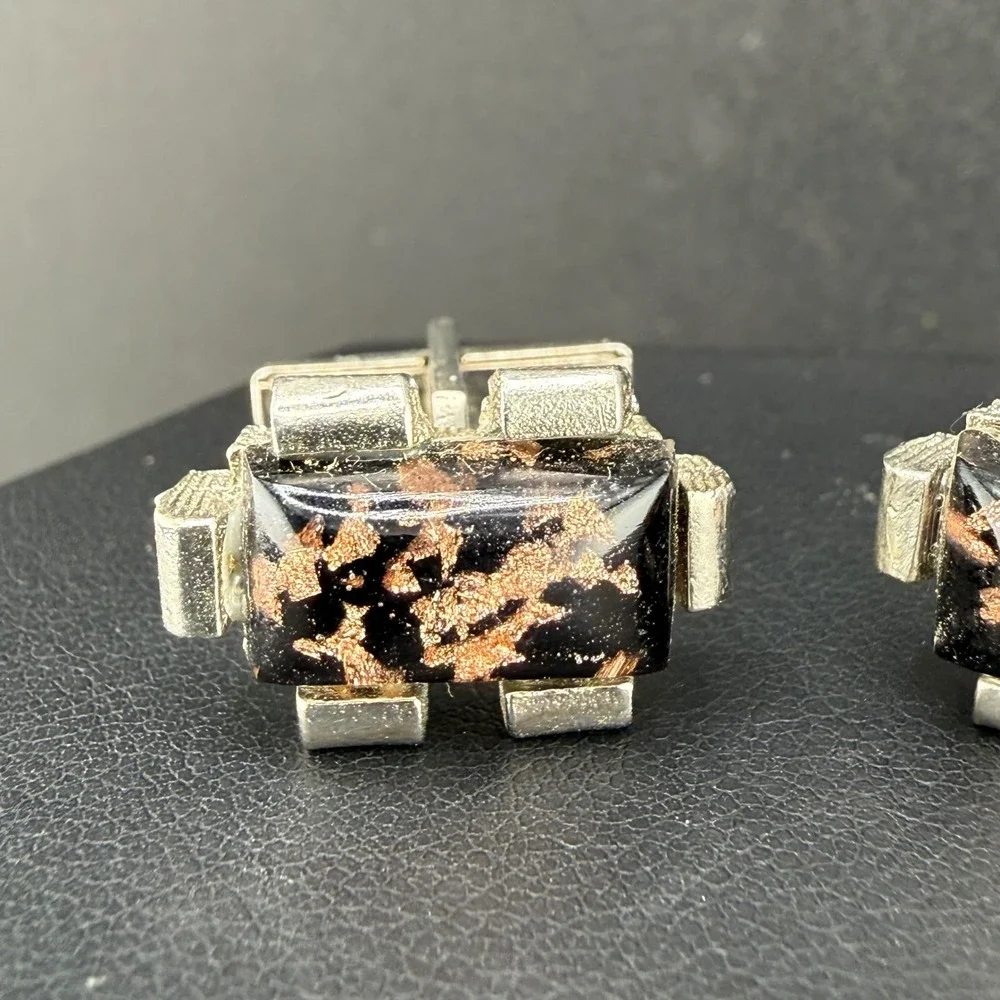 Vintage Cufflinks Confetti Lucite
